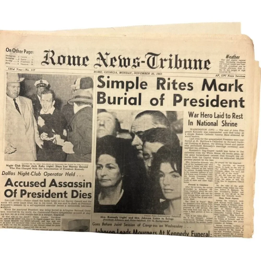Vintage Newspaper Keneddy Funeral And Oswald Murder Nov 25 1963 - Picture 1 of 5